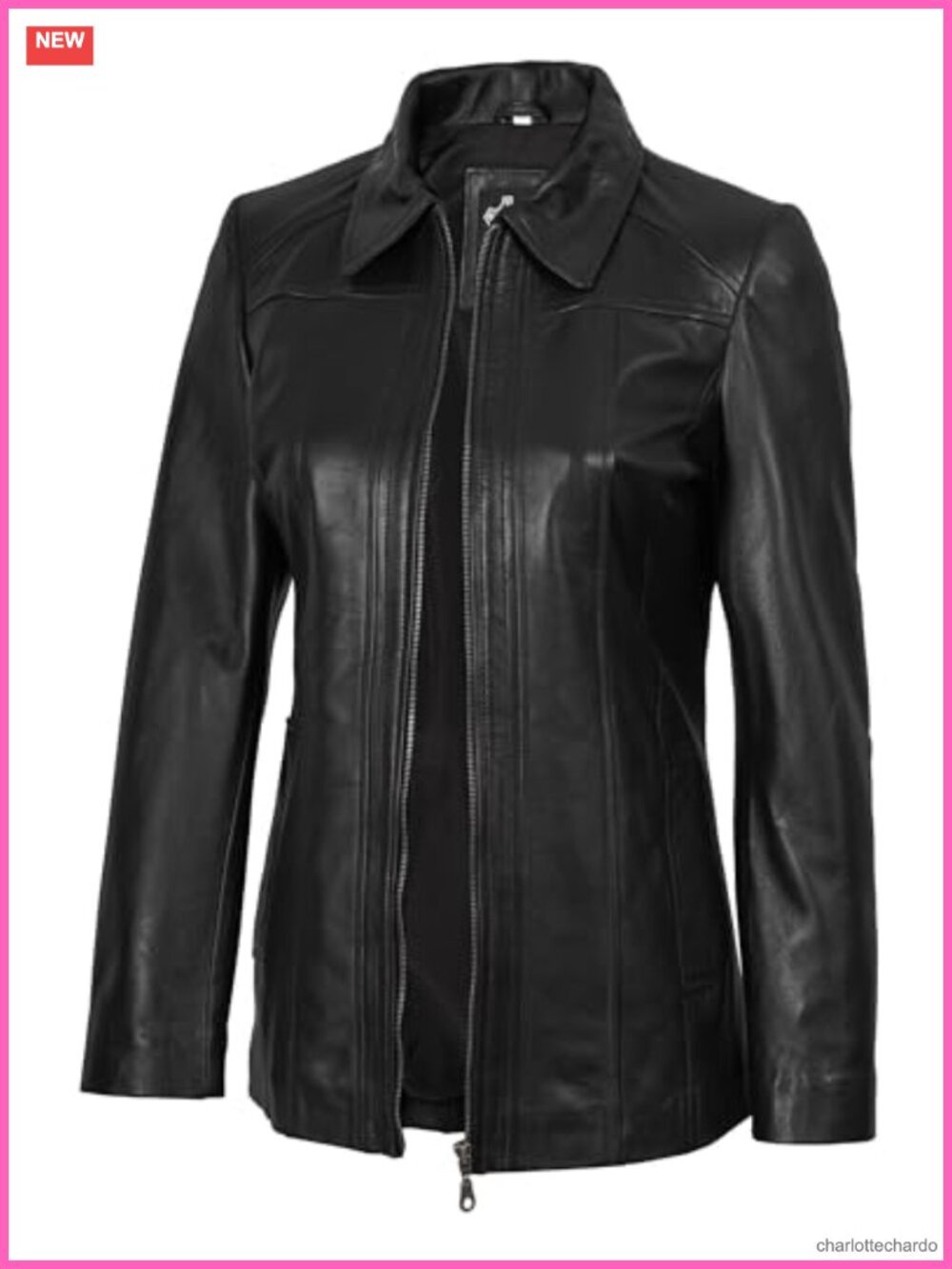 Genuine Lambskin Leather Jacket Button Front Car Coat